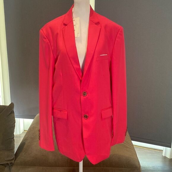 Men’s Mogu Pink Suit Jacket Blazer Two Button Single Breasted Prom Size 40 NWT - Picture 1 of 10
